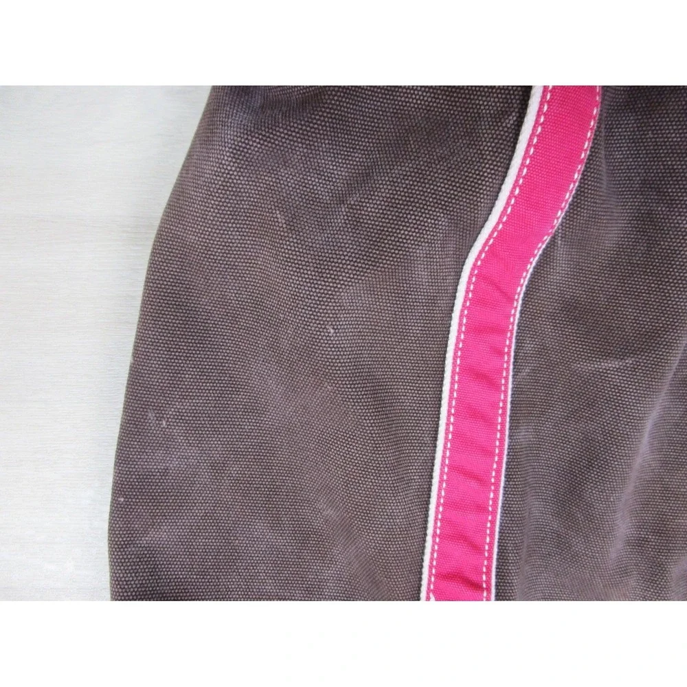 Vintage Y2K Lands End Tote Bag Heavyweight‎ Canvas Brown Pink 